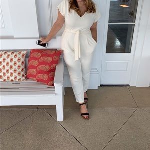 White Express Jumpsuit with tie waist